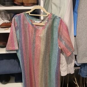 Colorful Striped Sequin Dress